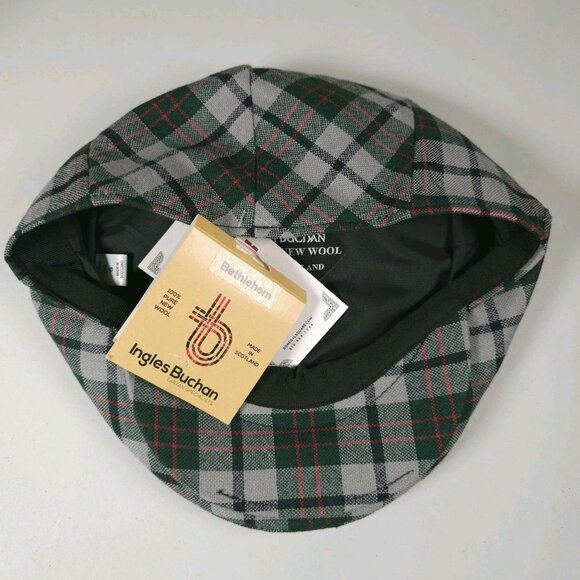 NWT INGLES BUCHAN Flat Fitted Cap Bethlehem Tartan 100% Wool Scotland SMALL - Picture 4 of 9